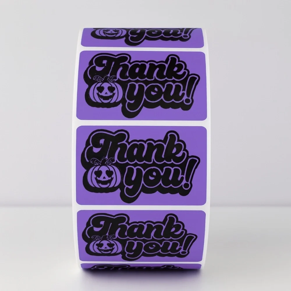 Halloween Thank You Stickers | Pumpkin Labels for Fall Packaging & Gifts